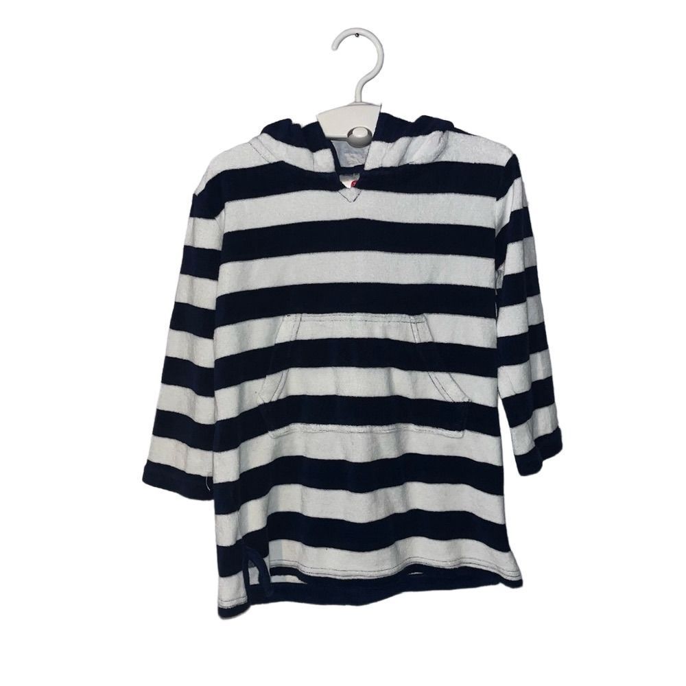 Lily and Dan kids swim hooded  cover up  blue white striped Boys or Girls XS 4-5